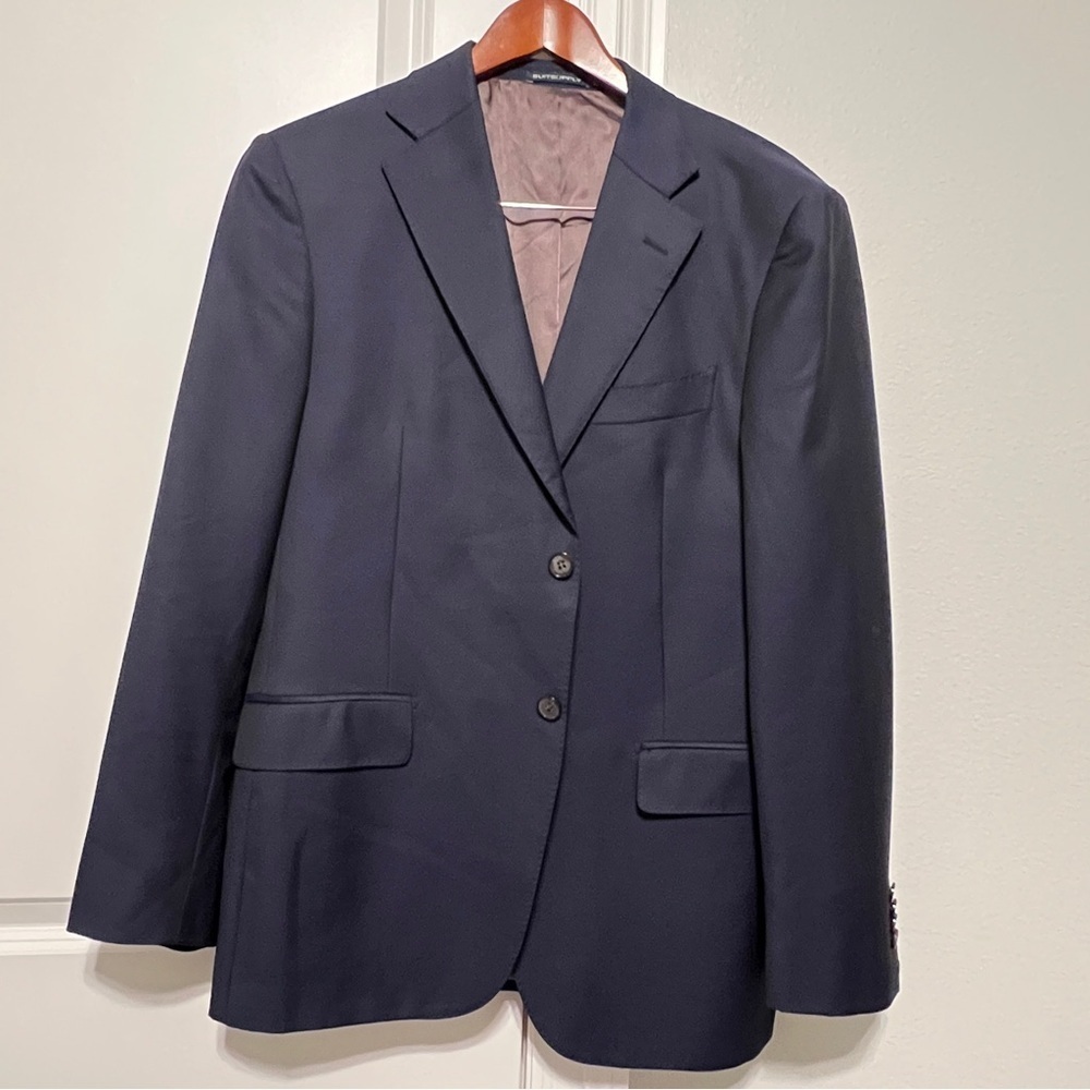 Suitsupply ZIGNONE Sport Coat Jacket Blazer Navy Blue Wool Sz 42R 2-Button EUC